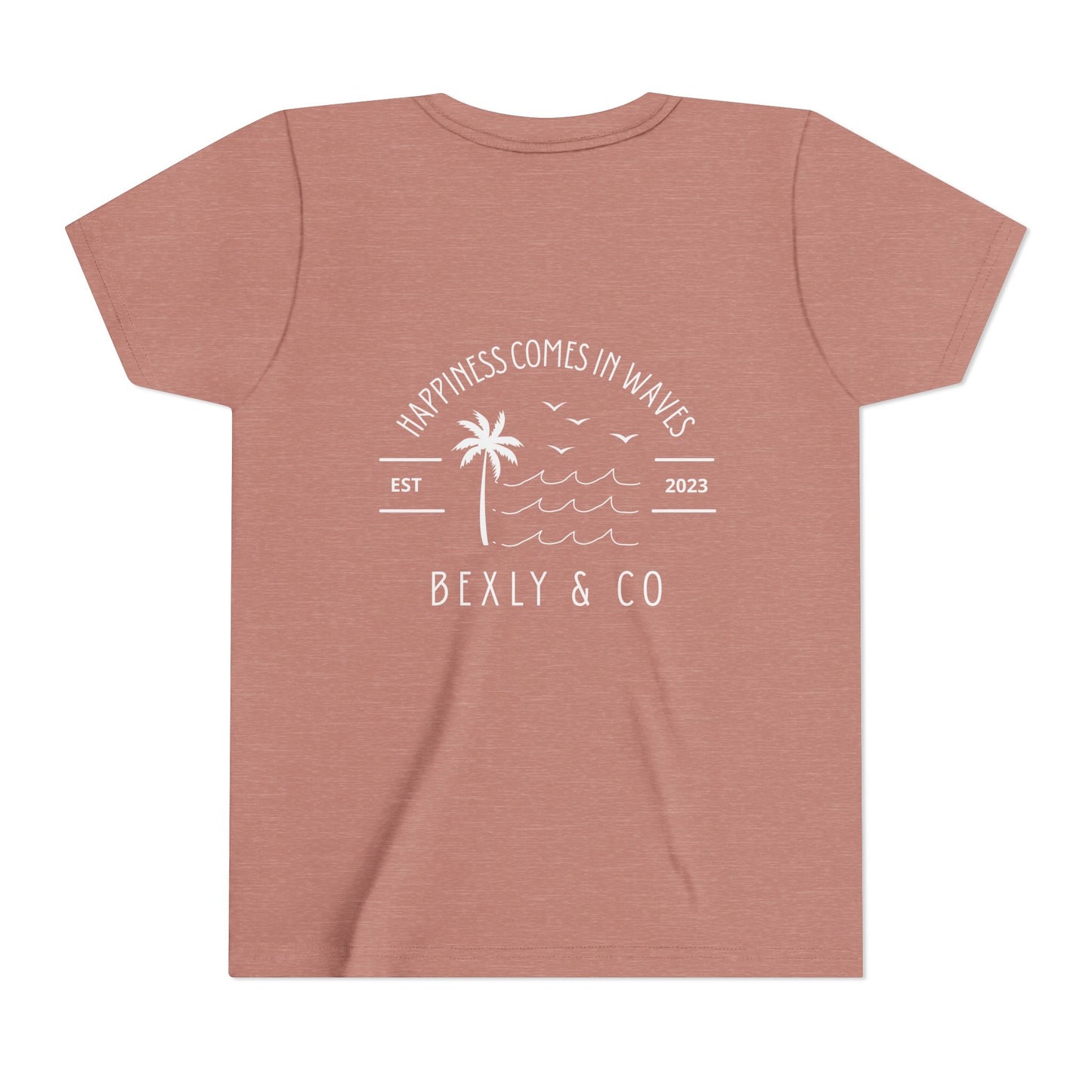 Trendy Youth Tee - Happiness Comes in Waves Graphic Shirt, Summer Style, Beachwear, Gift for Kids, Casual Everyday Wear