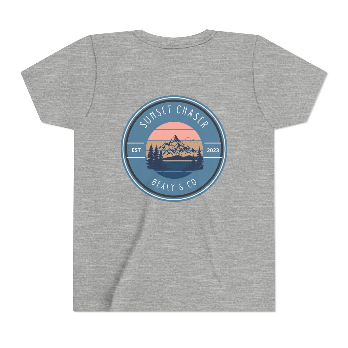 Sunset Chaser Tee, Youth Short Sleeve Shirt for Adventure Lovers, Perfect for Summer, Camping, Outdoor Play, Gifts for Kids