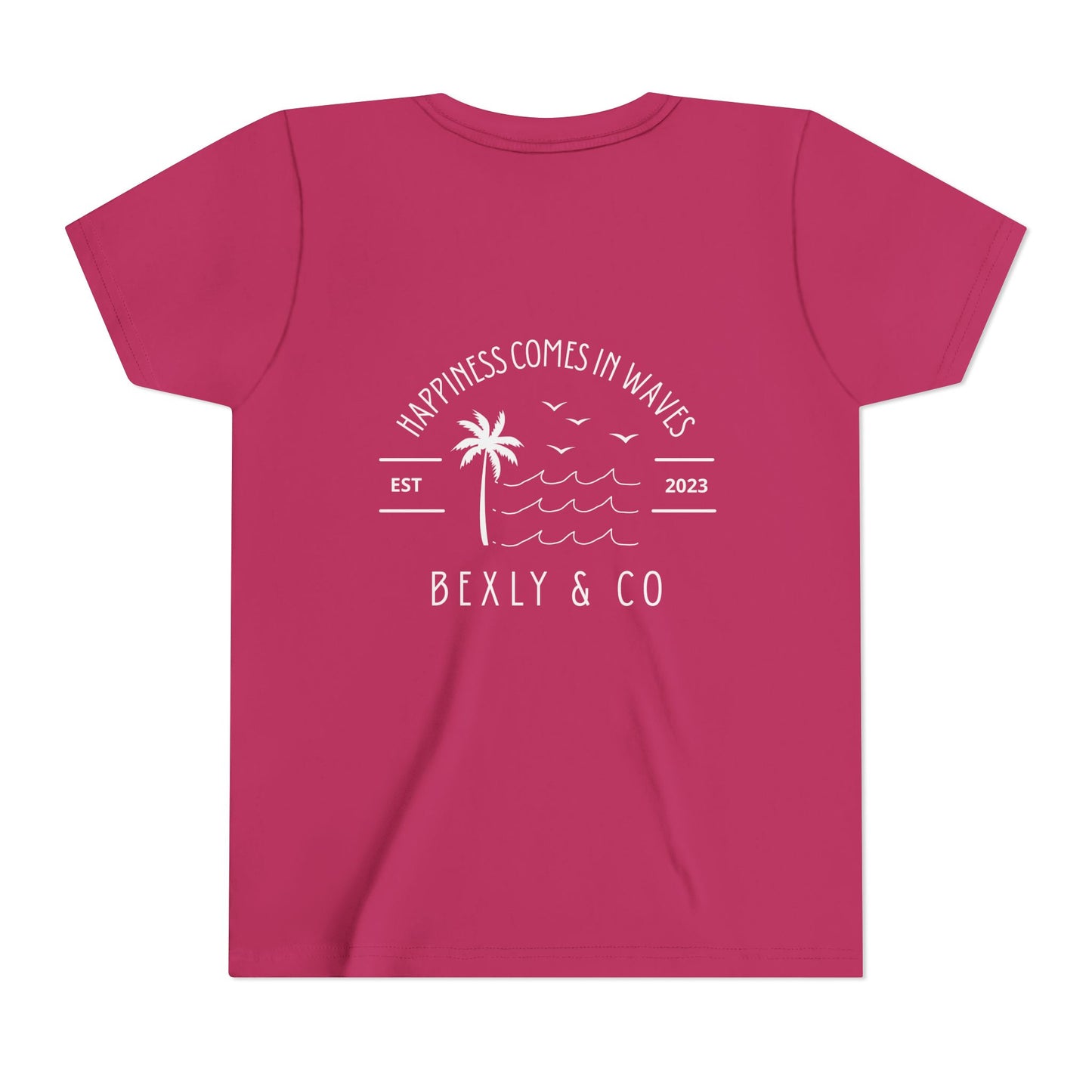 Trendy Youth Tee - Happiness Comes in Waves Graphic Shirt, Summer Style, Beachwear, Gift for Kids, Casual Everyday Wear