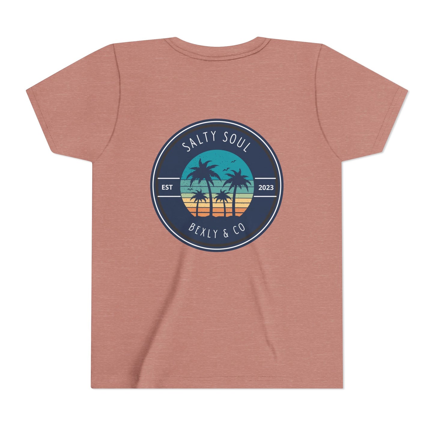 Salty Soul Palm Tree Youth Tee - Beach Vibes, Summer Fun, Kids' Casual Wear, Vacation Apparel, Gift for Young Explorers