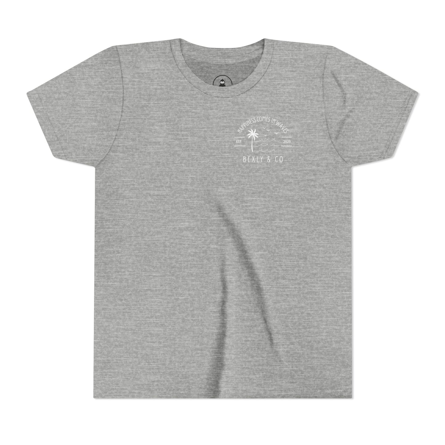 Trendy Youth Tee - Happiness Comes in Waves Graphic Shirt, Summer Style, Beachwear, Gift for Kids, Casual Everyday Wear