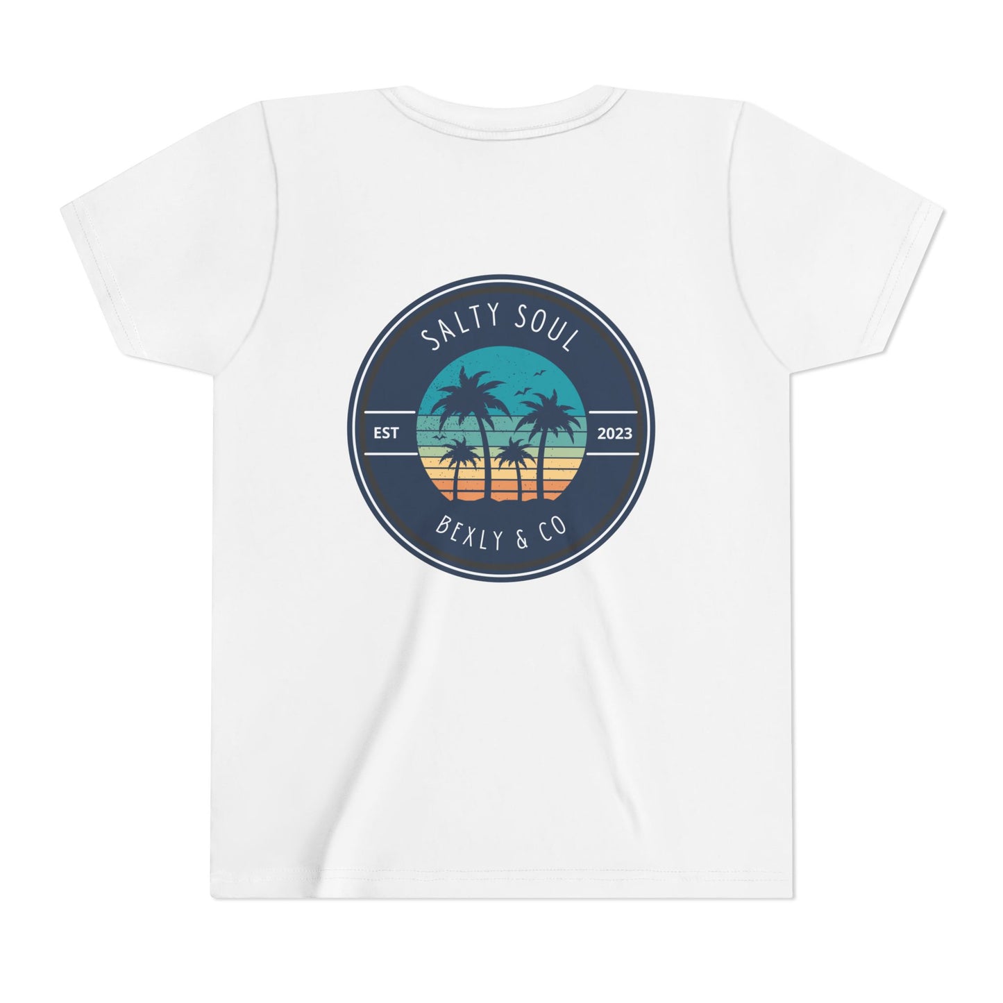 Salty Soul Palm Tree Youth Tee - Beach Vibes, Summer Fun, Kids' Casual Wear, Vacation Apparel, Gift for Young Explorers
