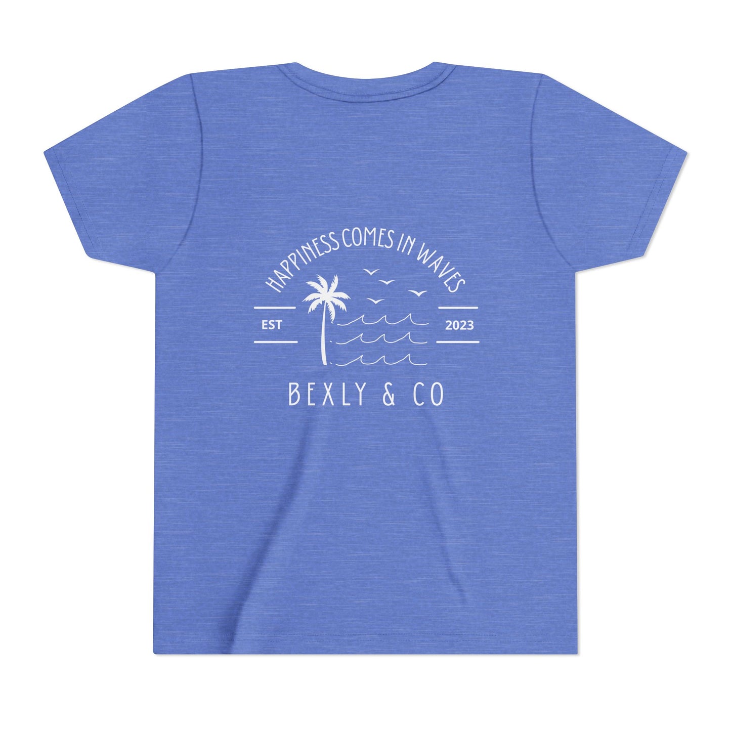 Trendy Youth Tee - Happiness Comes in Waves Graphic Shirt, Summer Style, Beachwear, Gift for Kids, Casual Everyday Wear