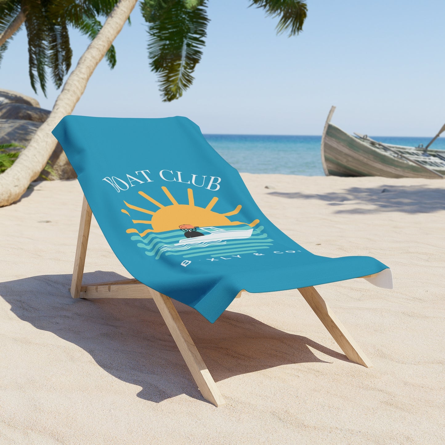 Boat Club Beach Towel - Fun Sun & Sea Design for Summer Adventures