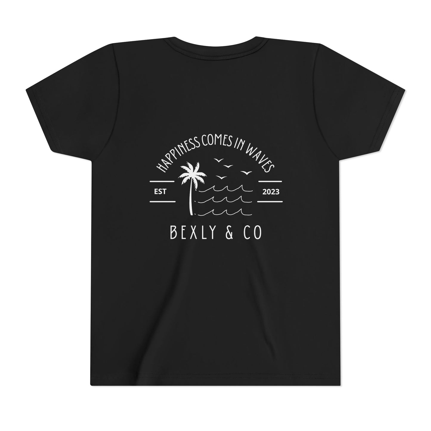 Trendy Youth Tee - Happiness Comes in Waves Graphic Shirt, Summer Style, Beachwear, Gift for Kids, Casual Everyday Wear