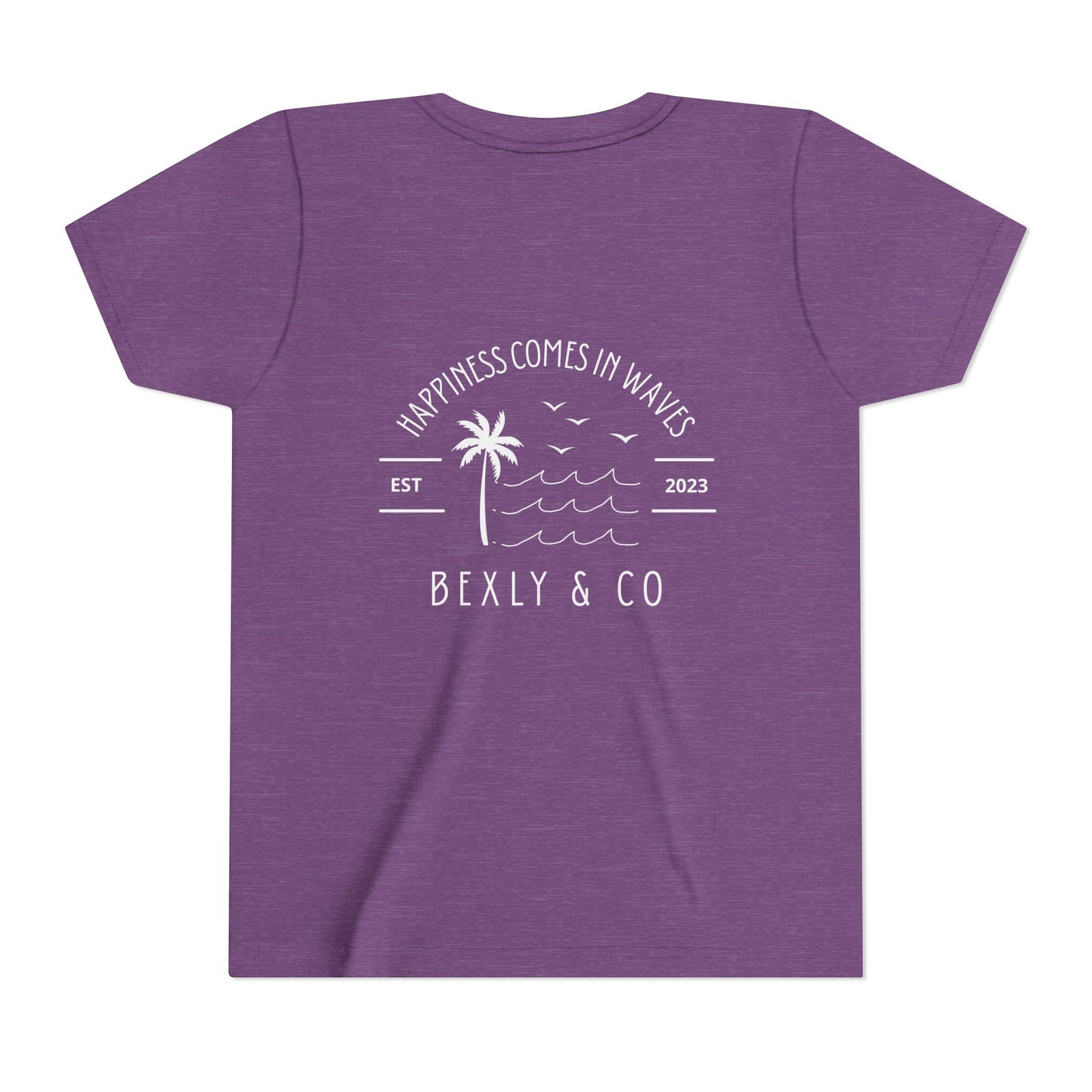 Trendy Youth Tee - Happiness Comes in Waves Graphic Shirt, Summer Style, Beachwear, Gift for Kids, Casual Everyday Wear