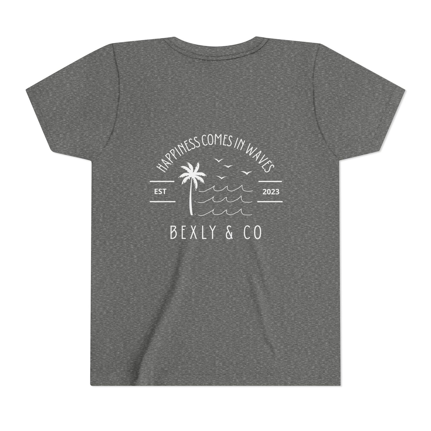 Trendy Youth Tee - Happiness Comes in Waves Graphic Shirt, Summer Style, Beachwear, Gift for Kids, Casual Everyday Wear