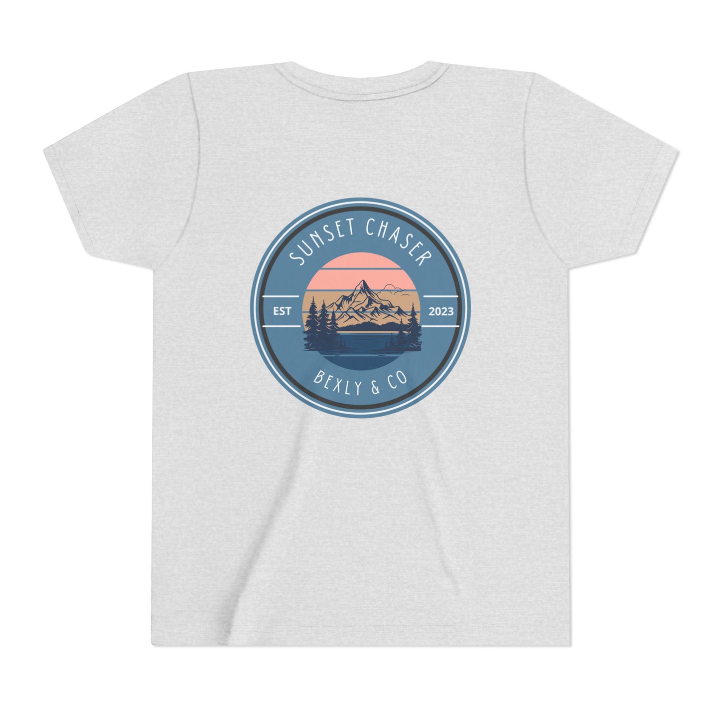 Sunset Chaser Tee, Youth Short Sleeve Shirt for Adventure Lovers, Perfect for Summer, Camping, Outdoor Play, Gifts for Kids