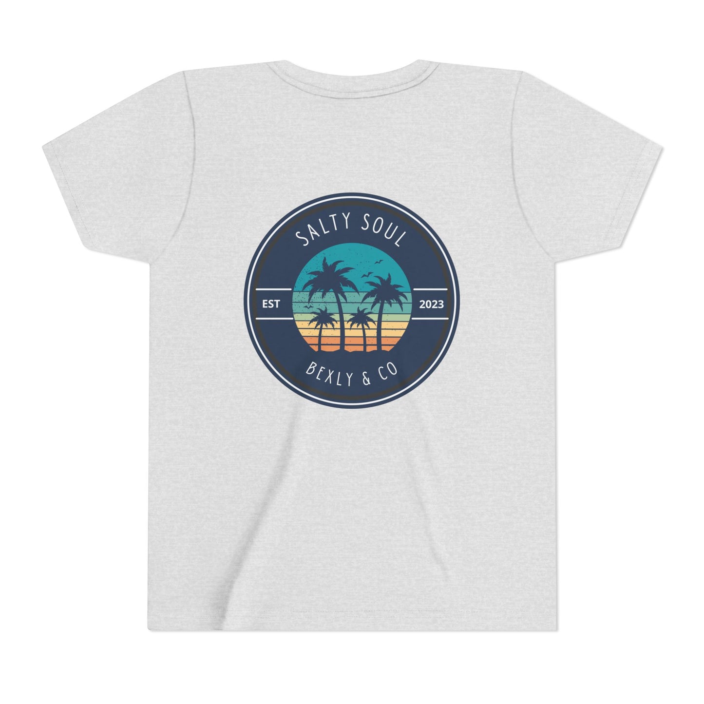 Salty Soul Palm Tree Youth Tee - Beach Vibes, Summer Fun, Kids' Casual Wear, Vacation Apparel, Gift for Young Explorers