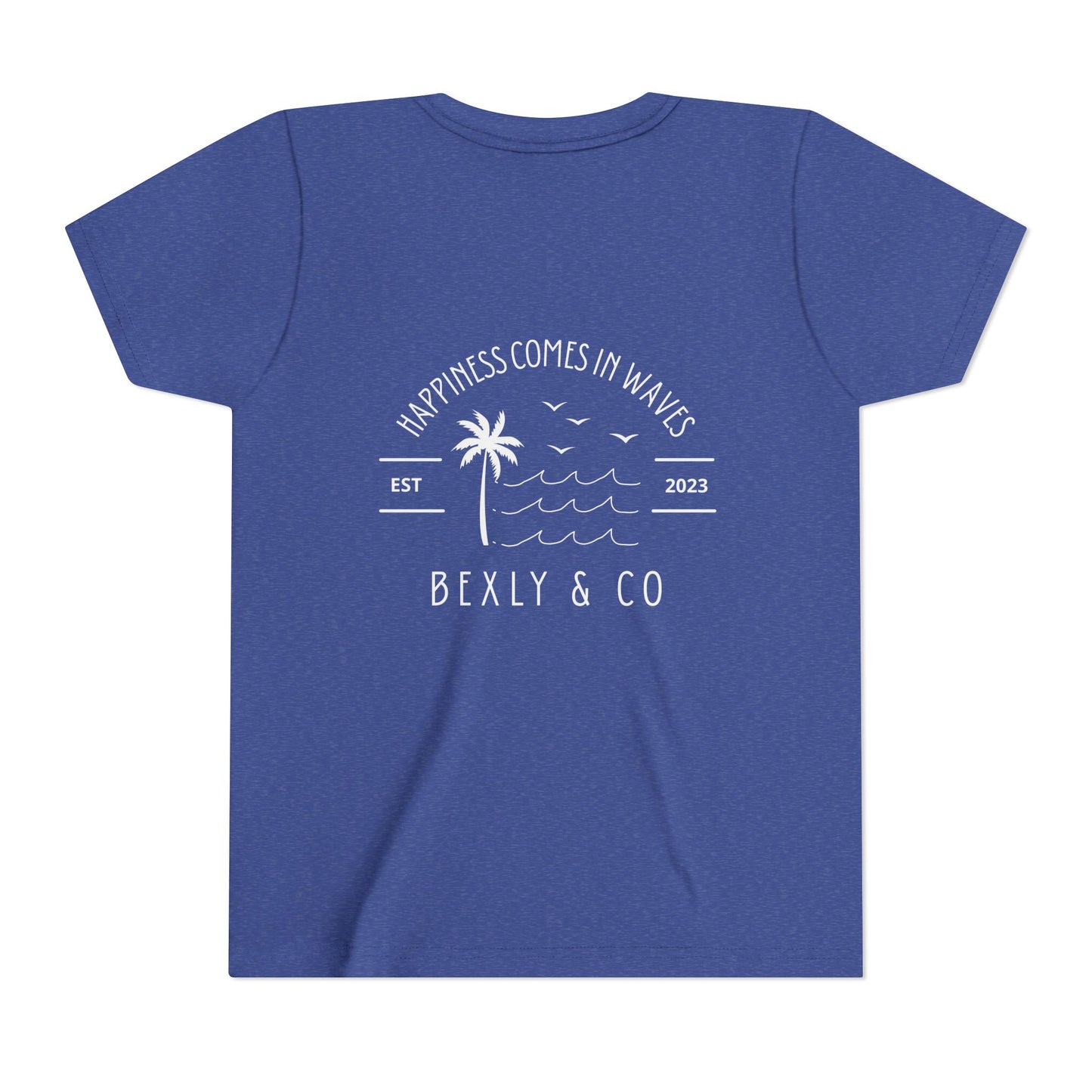 Trendy Youth Tee - Happiness Comes in Waves Graphic Shirt, Summer Style, Beachwear, Gift for Kids, Casual Everyday Wear