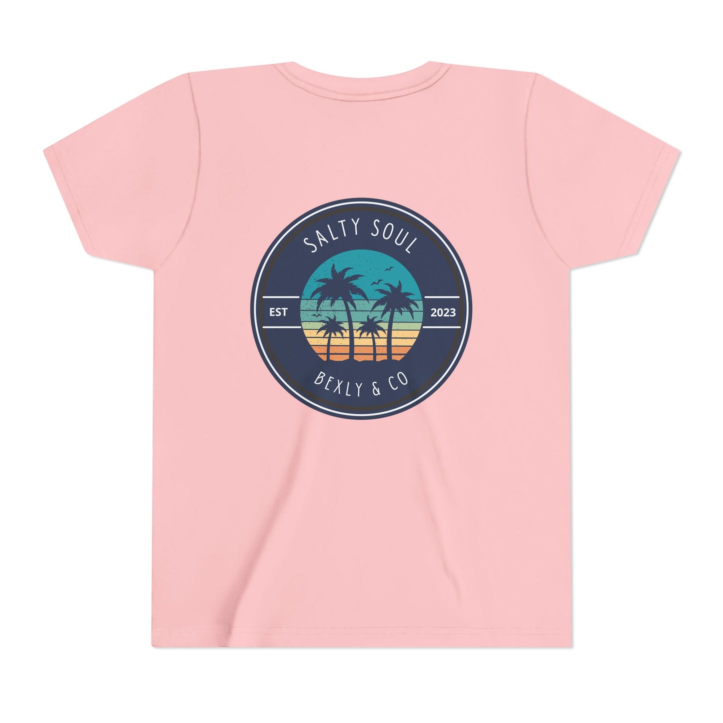Salty Soul Palm Tree Youth Tee - Beach Vibes, Summer Fun, Kids' Casual Wear, Vacation Apparel, Gift for Young Explorers