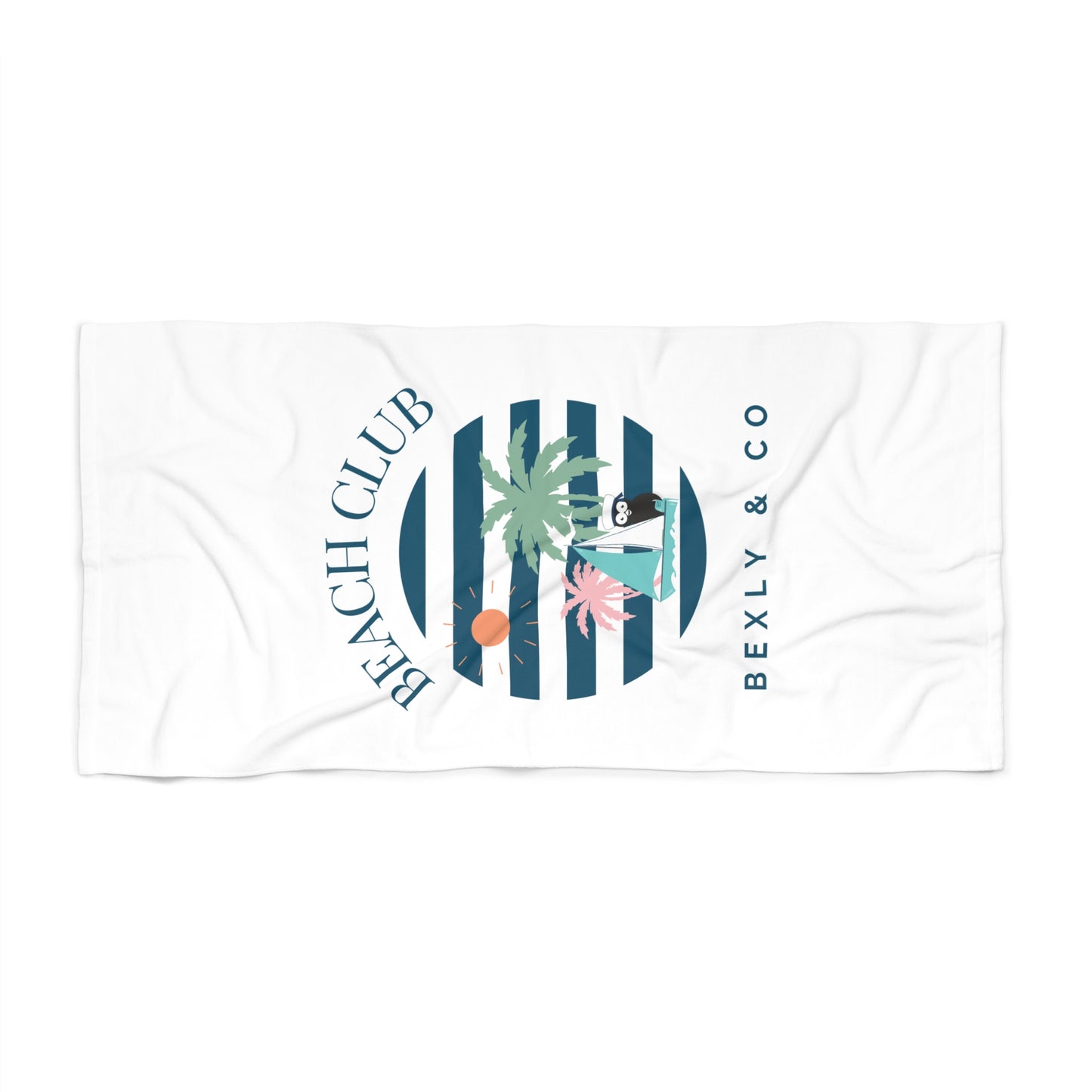 Beach Club Towel – Relax in Style with Palm Trees & Sun