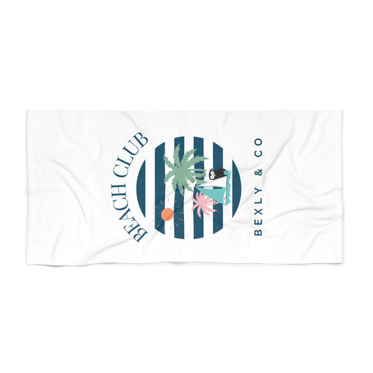 Beach Club Towel – Relax in Style with Palm Trees & Sun
