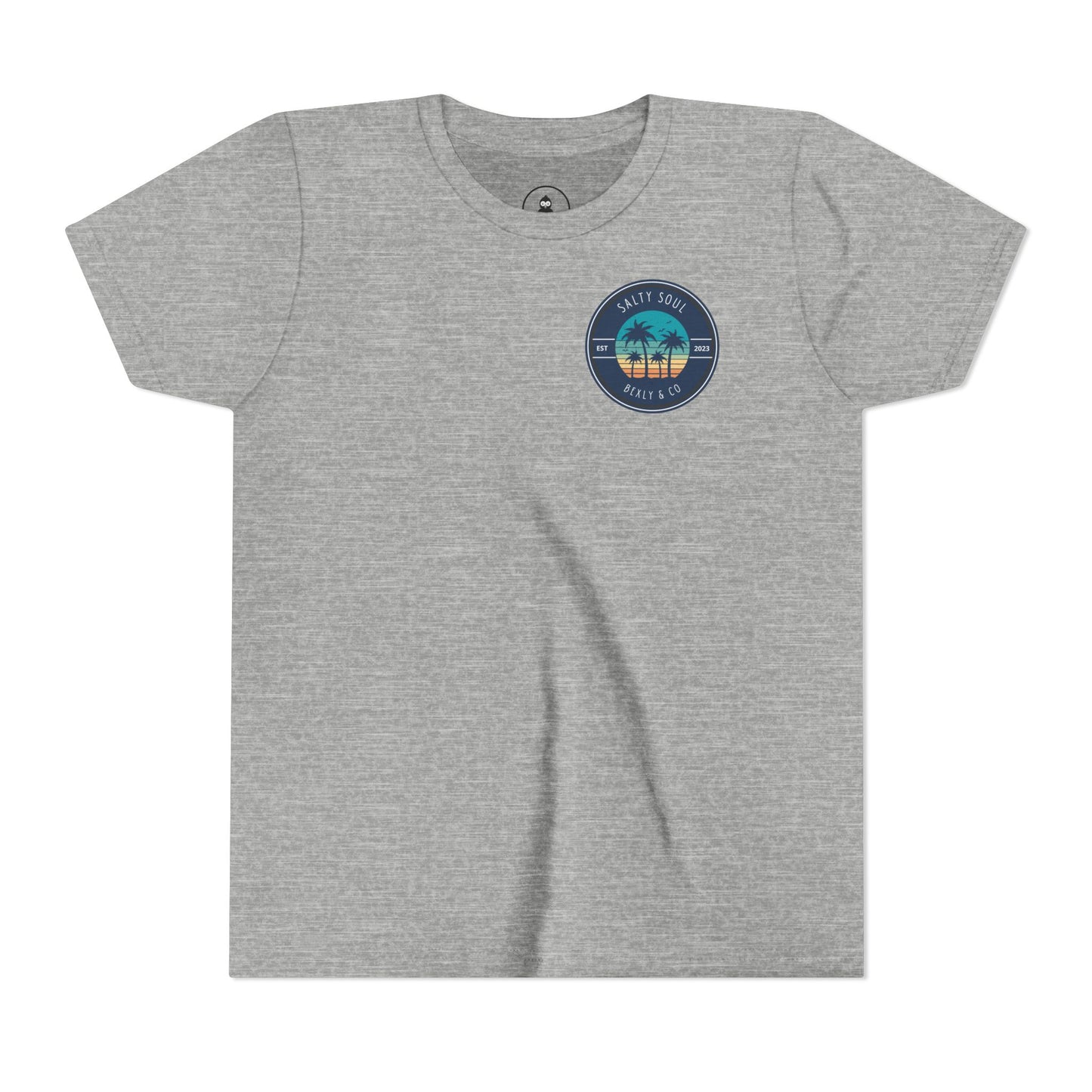 Salty Soul Palm Tree Youth Tee - Beach Vibes, Summer Fun, Kids' Casual Wear, Vacation Apparel, Gift for Young Explorers