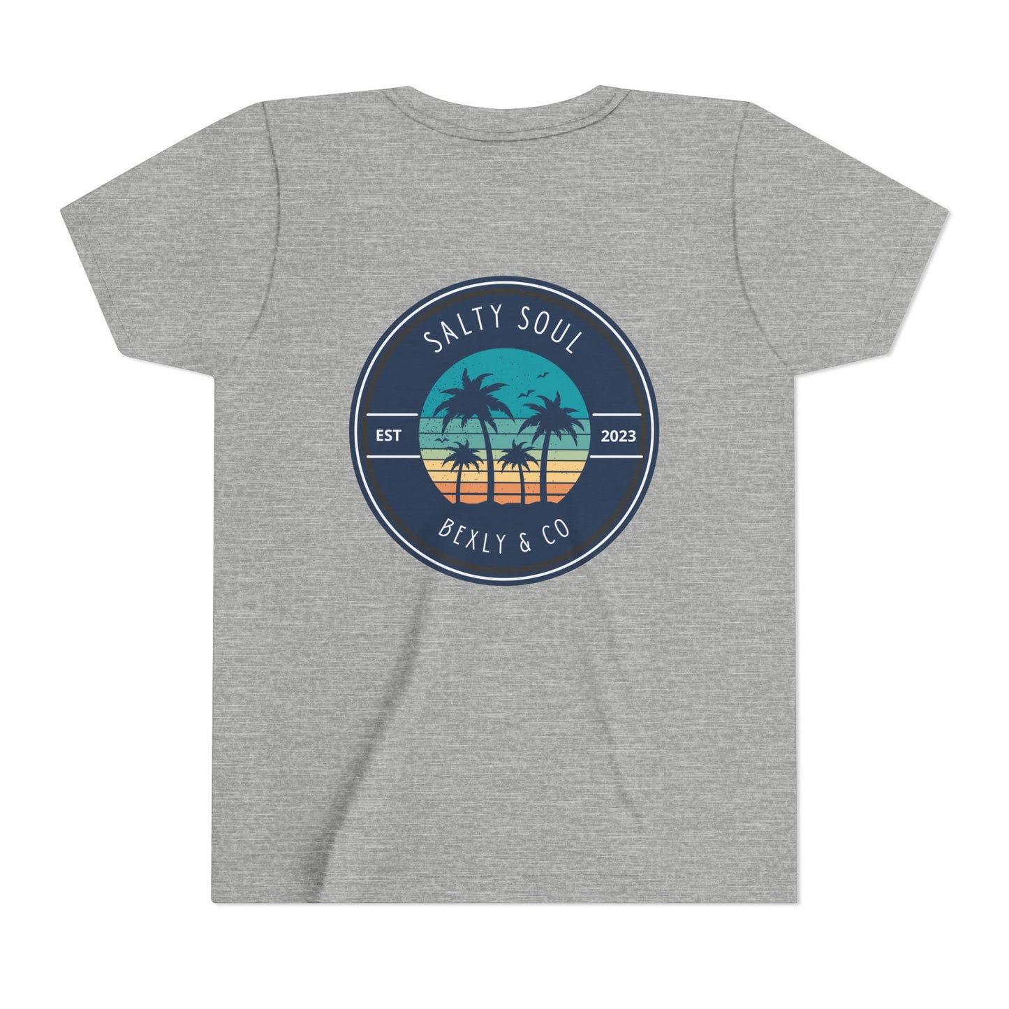 Salty Soul Palm Tree Youth Tee - Beach Vibes, Summer Fun, Kids' Casual Wear, Vacation Apparel, Gift for Young Explorers