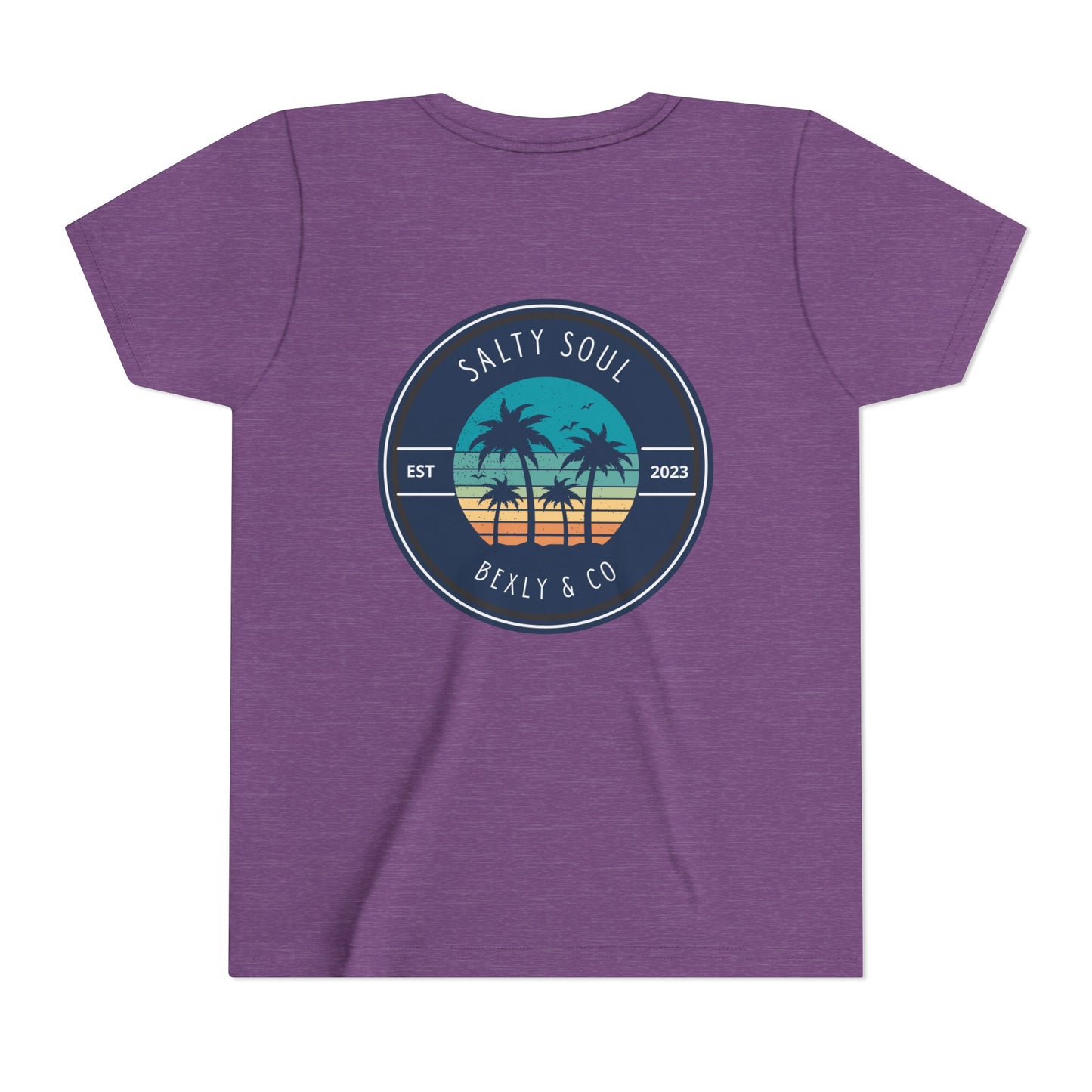 Salty Soul Palm Tree Youth Tee - Beach Vibes, Summer Fun, Kids' Casual Wear, Vacation Apparel, Gift for Young Explorers