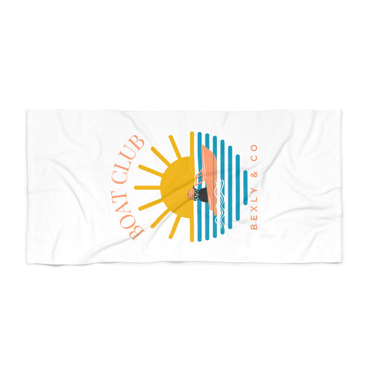 Boat Club Beach Towel - Fun Sun & Sea Design for Summer Adventures