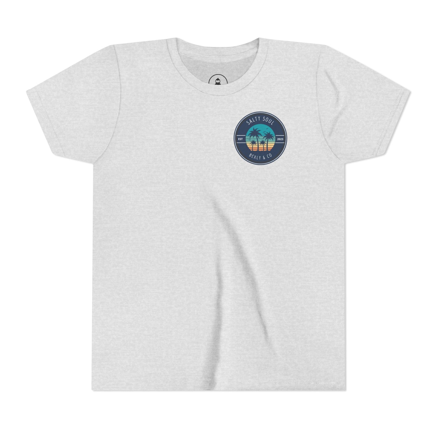 Salty Soul Palm Tree Youth Tee - Beach Vibes, Summer Fun, Kids' Casual Wear, Vacation Apparel, Gift for Young Explorers