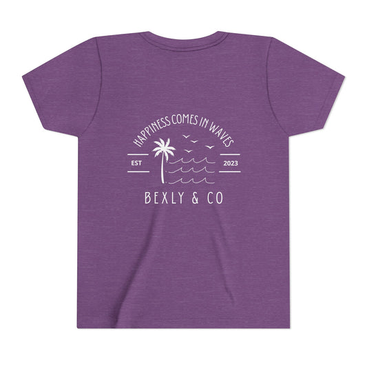 Trendy Youth Tee - Happiness Comes in Waves Graphic Shirt, Summer Style, Beachwear, Gift for Kids, Casual Everyday Wear