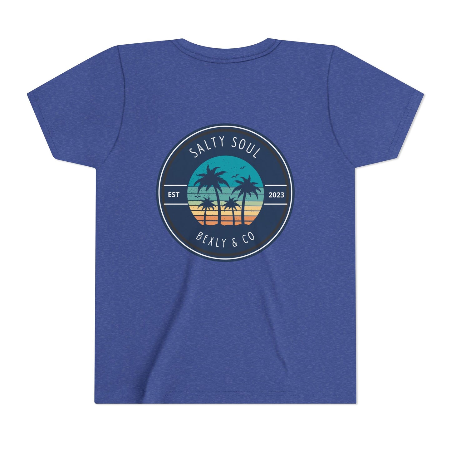 Salty Soul Palm Tree Youth Tee - Beach Vibes, Summer Fun, Kids' Casual Wear, Vacation Apparel, Gift for Young Explorers