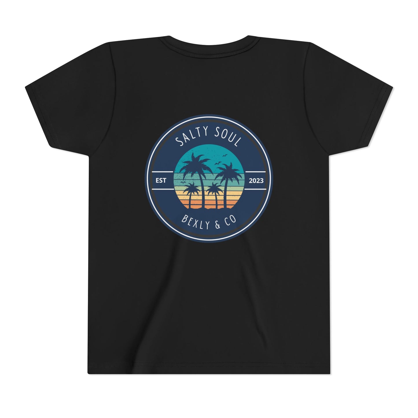 Salty Soul Palm Tree Youth Tee - Beach Vibes, Summer Fun, Kids' Casual Wear, Vacation Apparel, Gift for Young Explorers