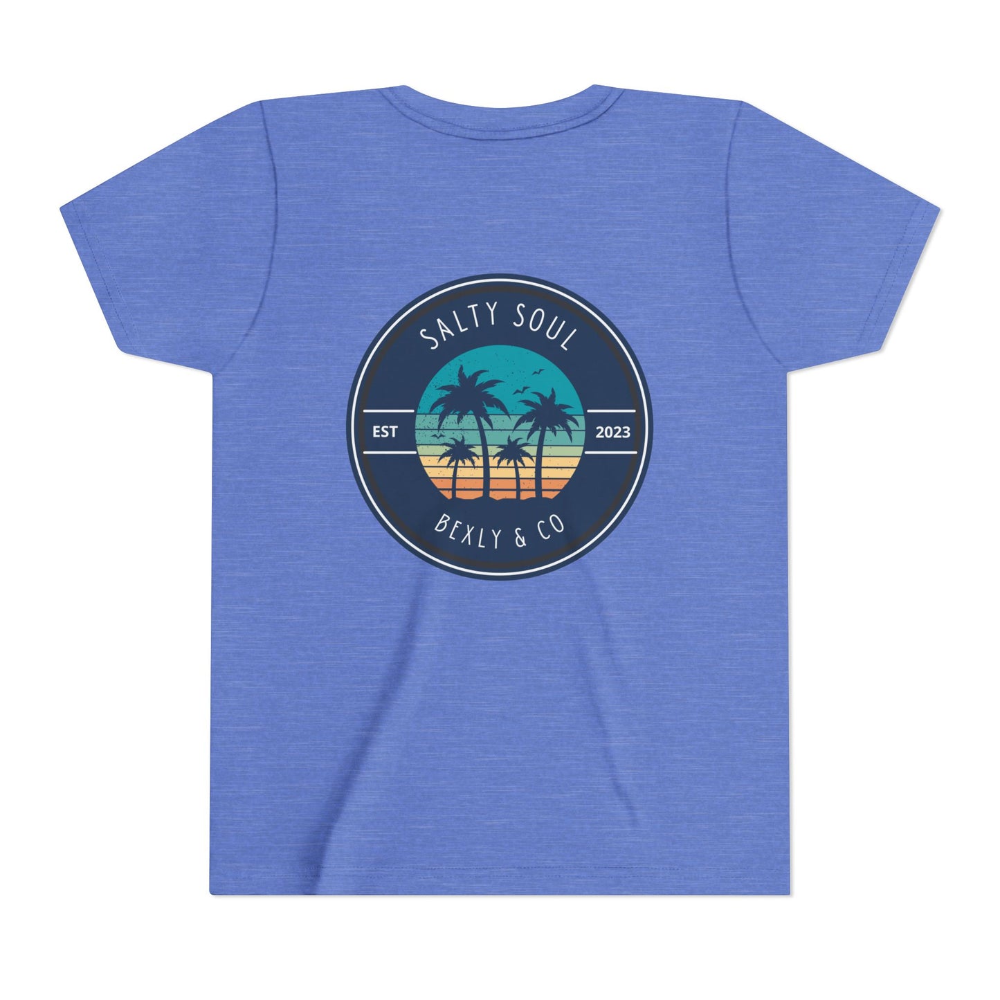 Salty Soul Palm Tree Youth Tee - Beach Vibes, Summer Fun, Kids' Casual Wear, Vacation Apparel, Gift for Young Explorers