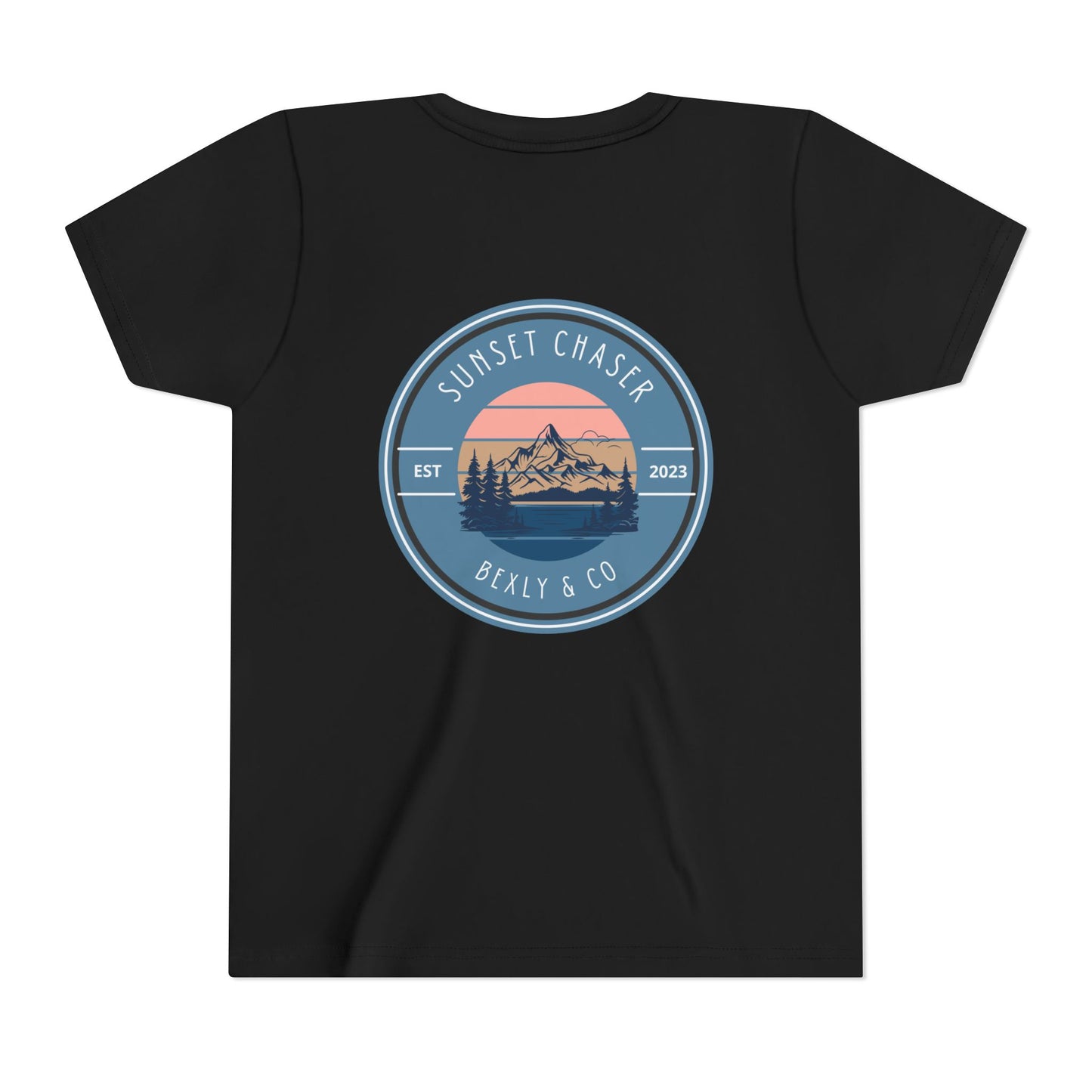 Sunset Chaser Tee, Youth Short Sleeve Shirt for Adventure Lovers, Perfect for Summer, Camping, Outdoor Play, Gifts for Kids