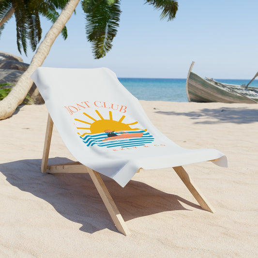 Boat Club Beach Towel - Fun Sun & Sea Design for Summer Adventures