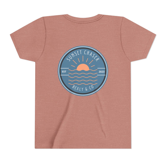 Sunset Chaser Youth Tee, Fun Summer Shirt for Kids, Perfect Gift for Birthdays, Beach Days, Outdoor Adventures